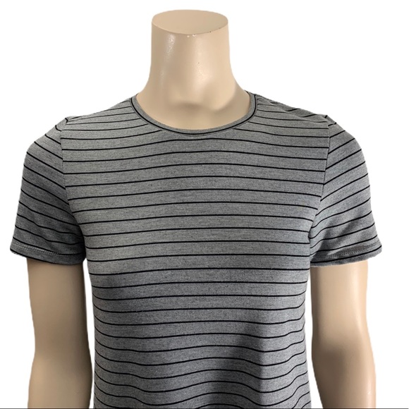 Zara Trafaluc Grey Striped T-shirt Dress Size M - Picture 3 of 11